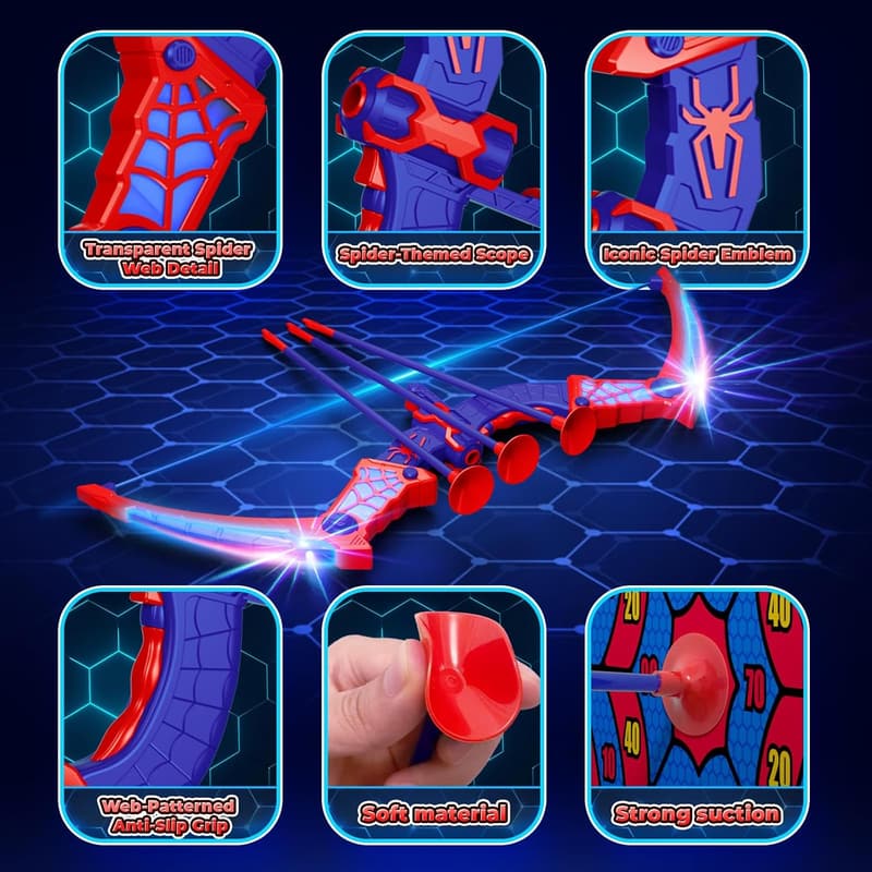 Kids' Bow and Arrow Set with LED Lights and Spider Target