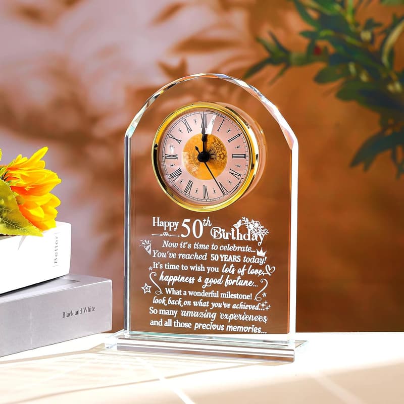 50th Birthday Quartz Clock Gift for Women and Men