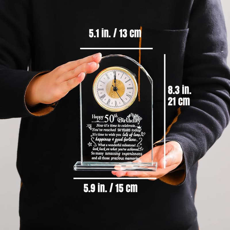50th Birthday Quartz Clock Gift for Women and Men