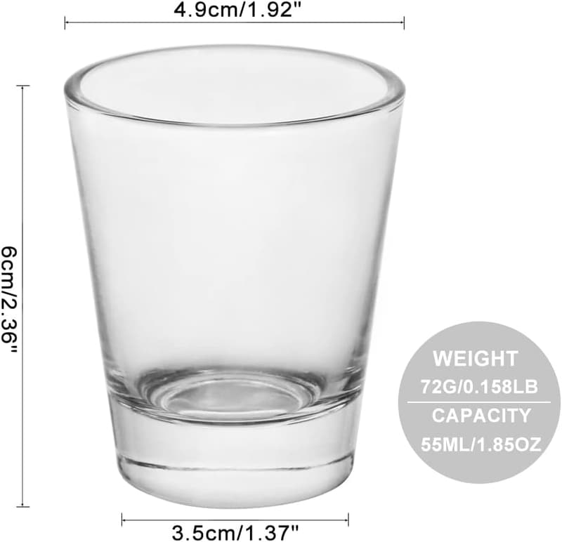 Clear Heavy Base Shot Glasses Set (6 Pack) - 1.5 oz