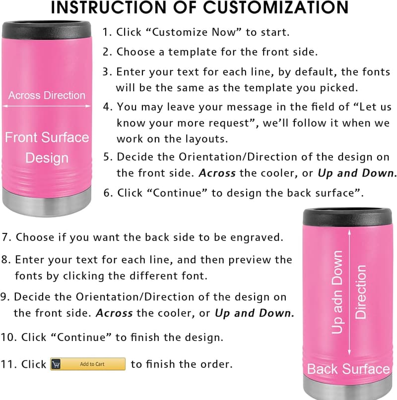 Personalized Slim Can Cooler for Weddings & Birthdays - Pink