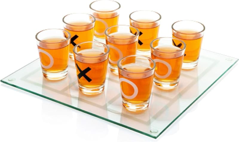 Tic-Tac-Toe Shot Glass Drinking Game Set with 9 Glasses