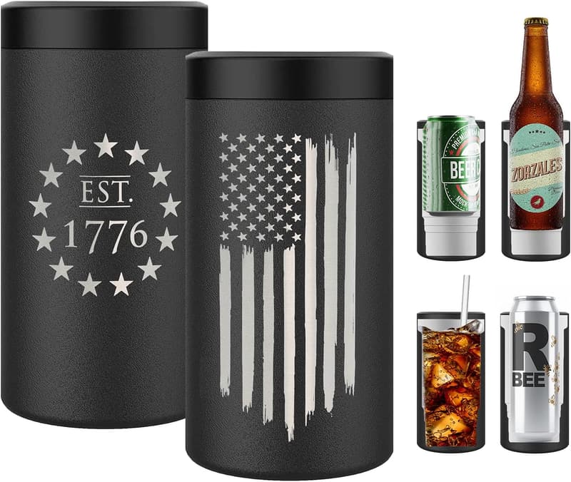 American Flag 4-in-1 Insulated Can Cooler Gift