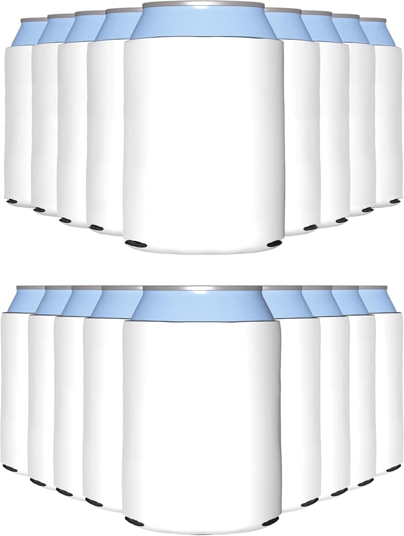 Customizable White Can Cooler Sleeves - 25 Pack