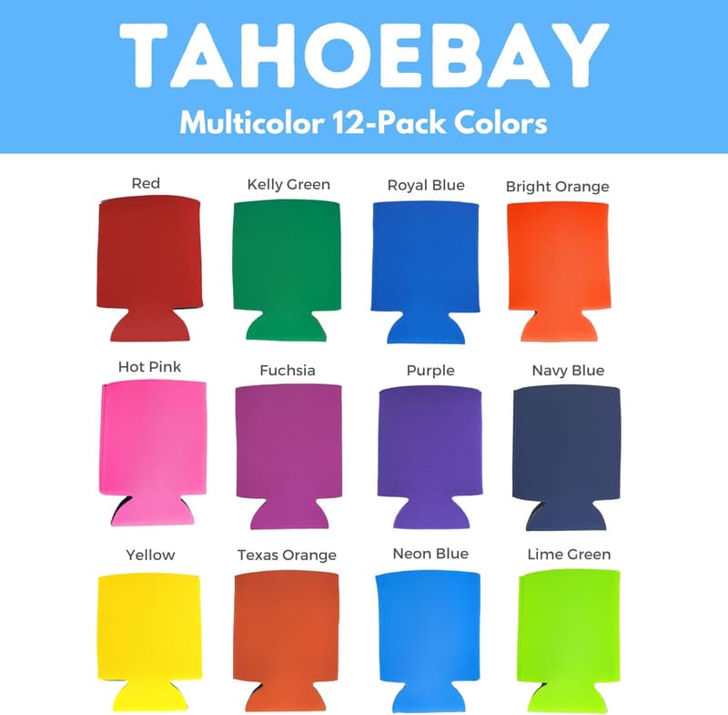 Customizable Foam Beer Can Coolers - Assorted Colors (Bulk)