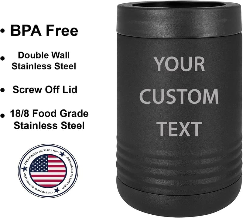 Personalized Insulated Stainless Steel Beverage Holder (Black)