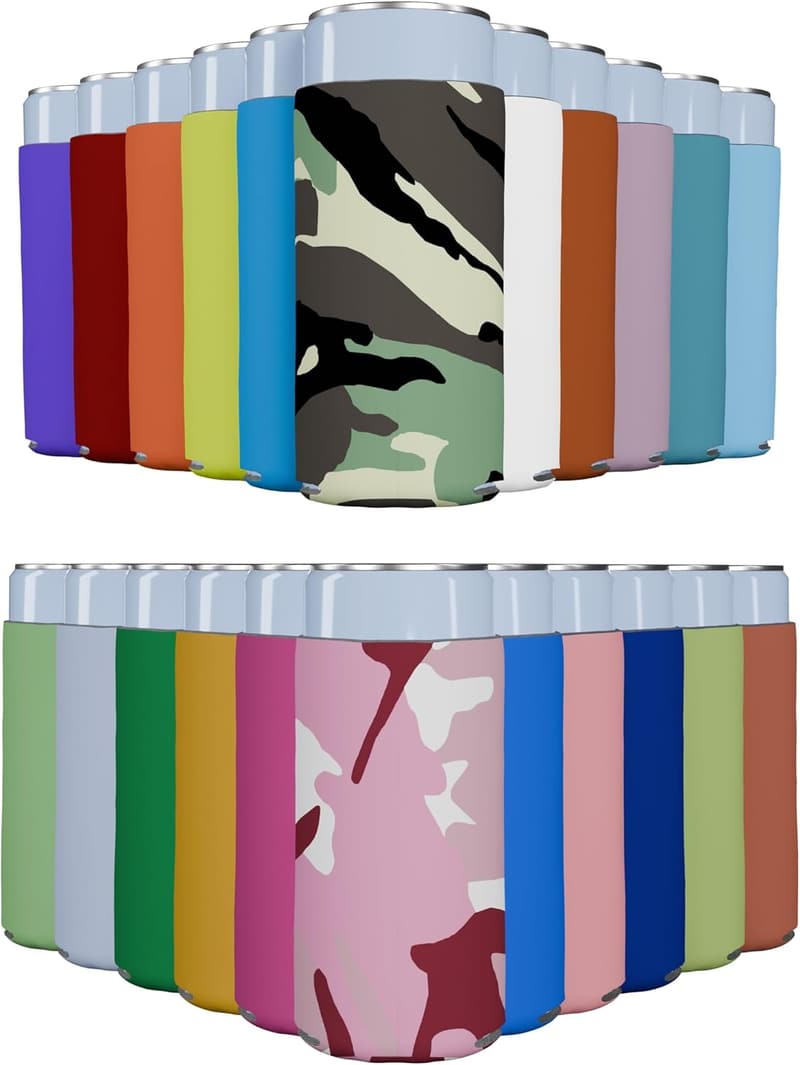 Customizable 25-Pack Slim Can Cooler Sleeves