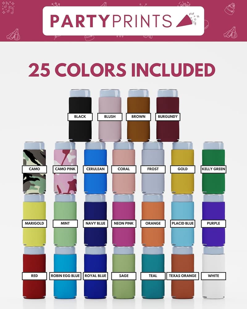 Customizable 25-Pack Slim Can Cooler Sleeves
