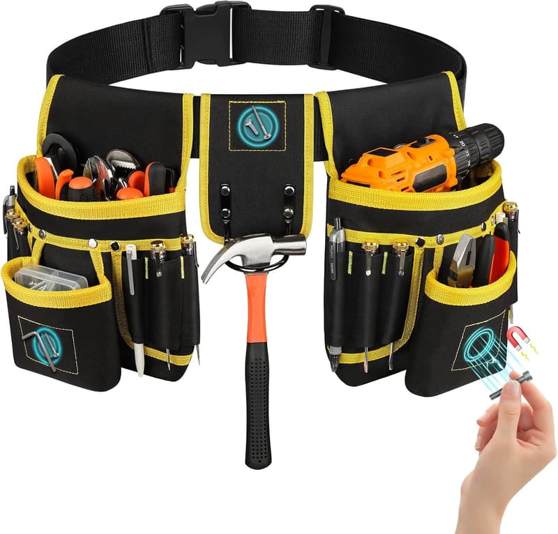 Heavy-Duty Magnetic Tool Belt for Men - 26 Pocket Utility Pouch