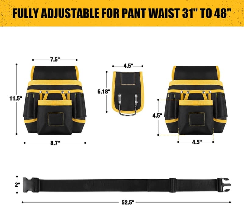 Heavy-Duty Magnetic Tool Belt for Men - 26 Pocket Utility Pouch