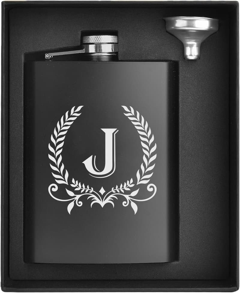 Personalized Monogrammed 8oz Hip Flask for Men