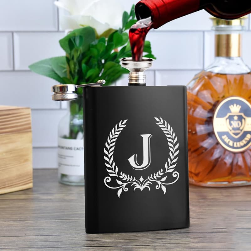 Personalized Monogrammed 8oz Hip Flask for Men