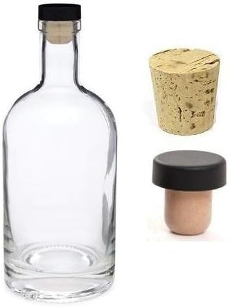 Nordic 25 oz Heavy Base Glass Liquor Bottle with T-Top Cork