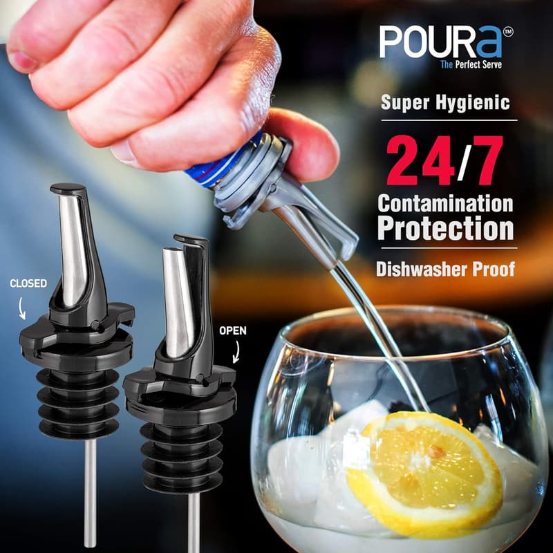 Universal Liquor Bottle Pourers - Patented Black 12-Pack
