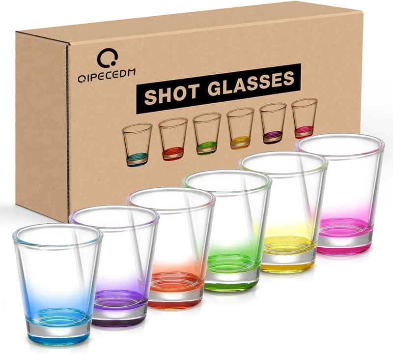 Colorful 6-Pack Shot Glass Set, 1.6 oz for Tequila & Spirits