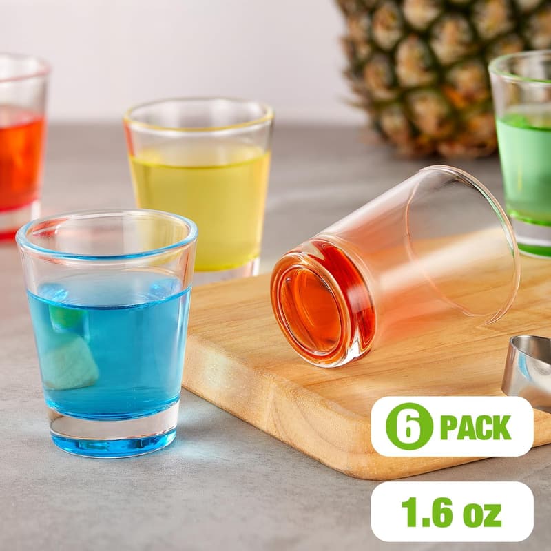 Colorful 6-Pack Shot Glass Set, 1.6 oz for Tequila & Spirits