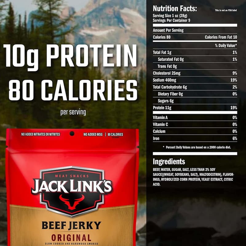 Original Beef Jerky - 10g Protein, 100% Beef, 9 Oz (Pack of 2)
