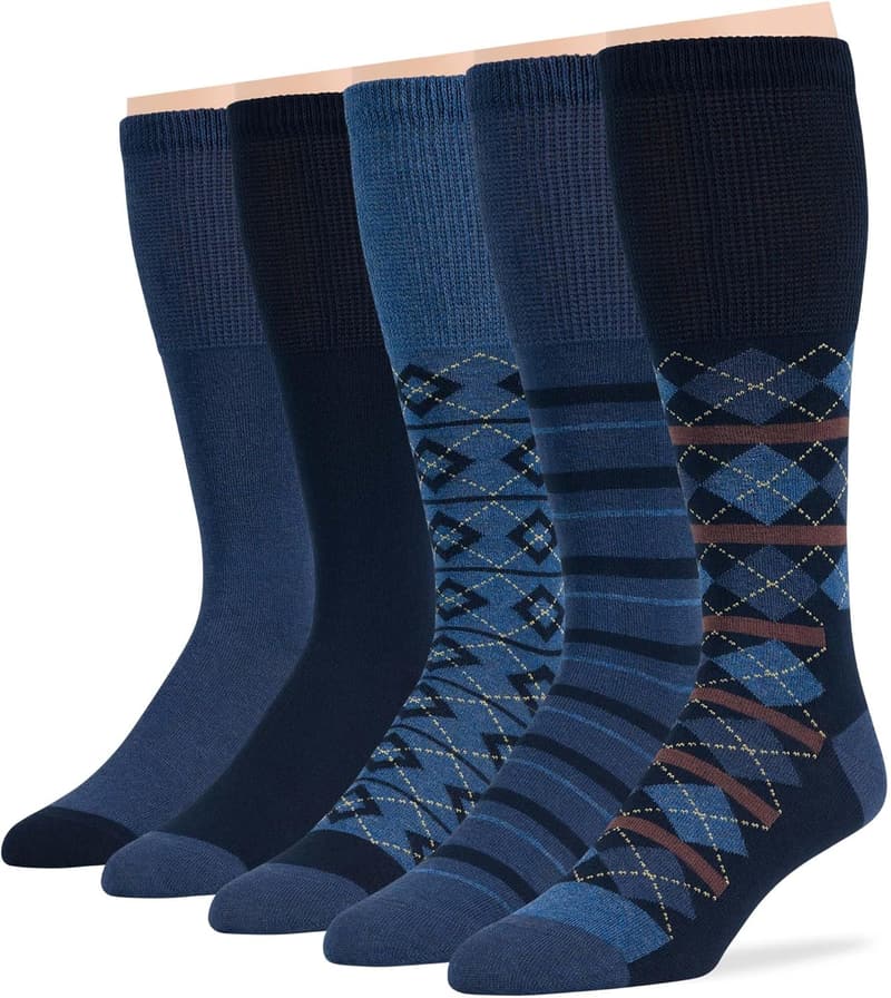 Diabetic Non-Binding Cotton Socks for Men - 5 Pack
