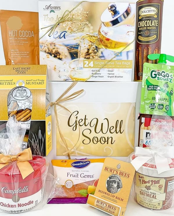Get Well Gift Box Basket - Care Package for Men & Women
