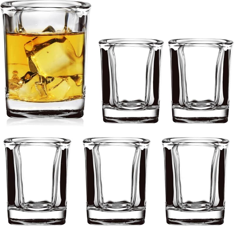 Set of 6 Heavy Base Mini Square Shot Glasses - 2.2oz