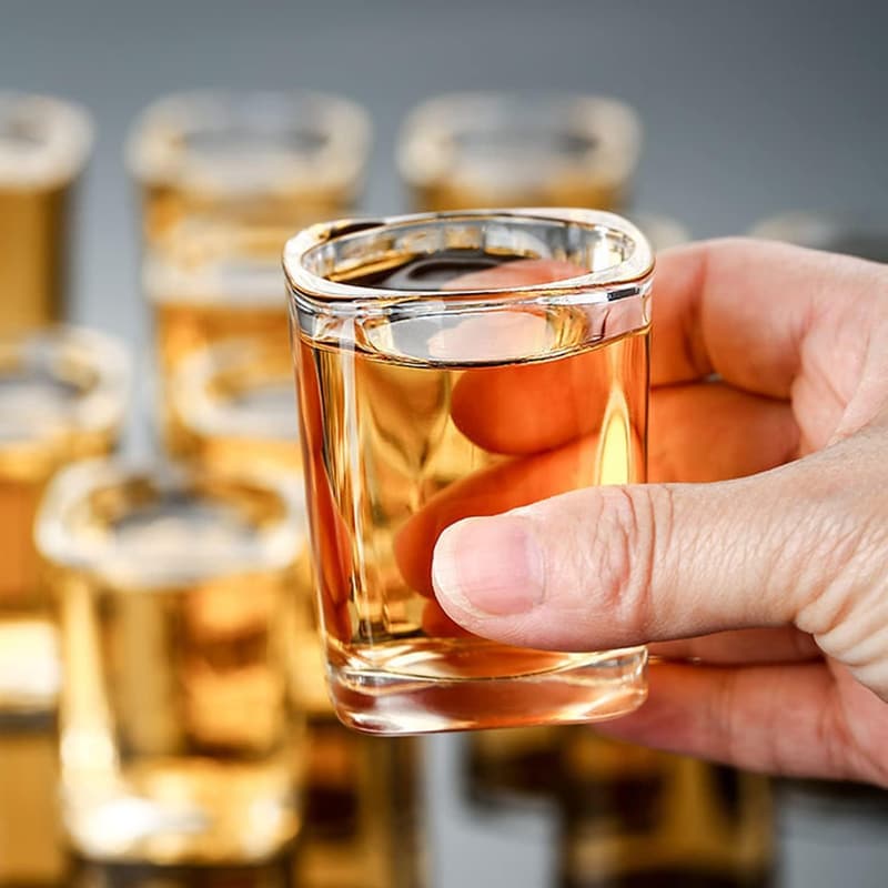 Set of 6 Heavy Base Mini Square Shot Glasses - 2.2oz