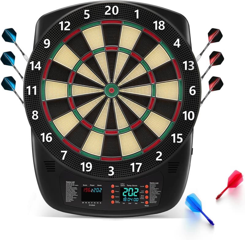 Electronic Dartboard Set with Colorful LED Displays & Darts