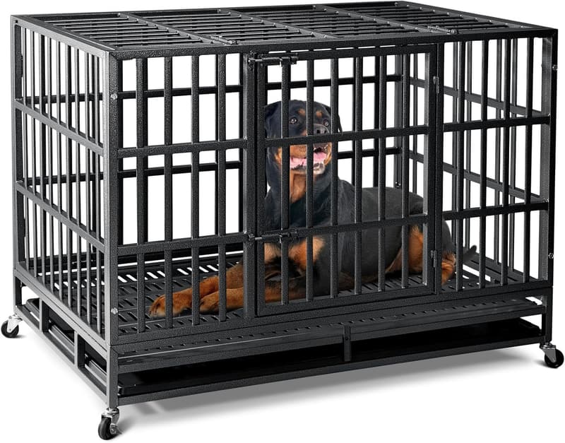 Heavy-Duty 48-Inch Dog Crate with Reinforced Baseplate