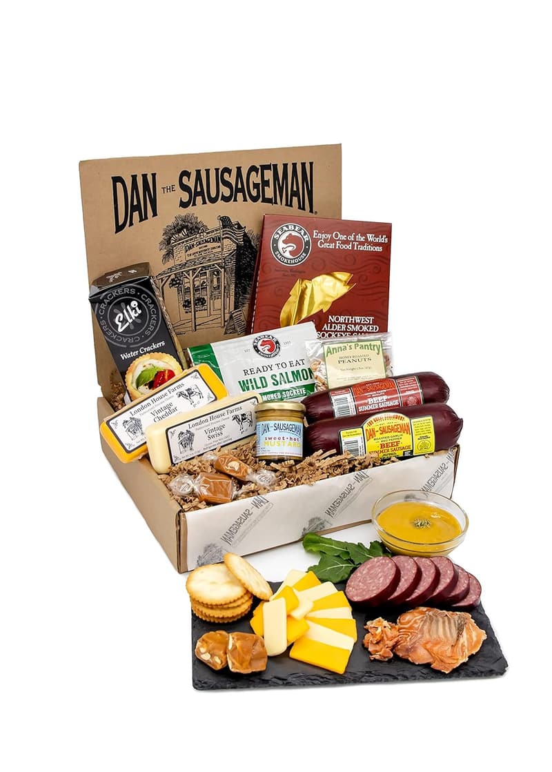 Gourmet Meat & Cheese Snack Gift Basket - 11-Item Set