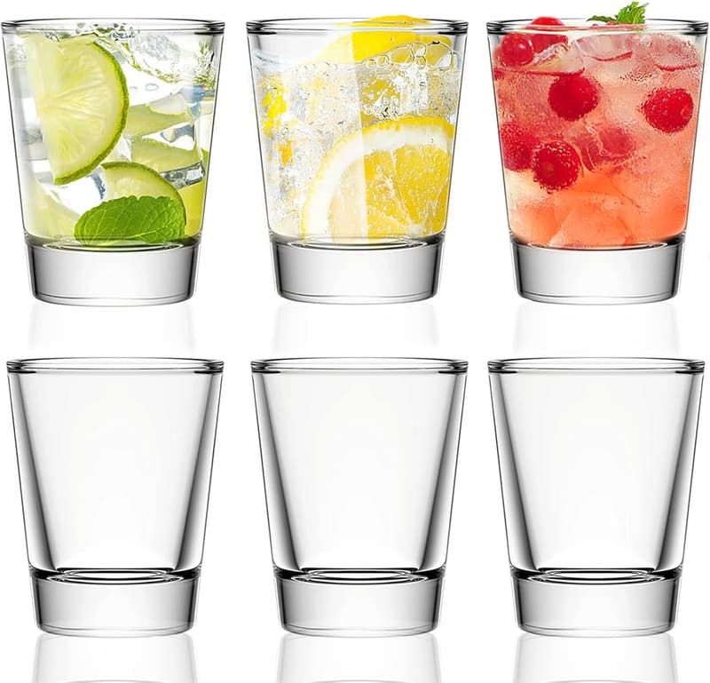 Set of 6 Heavy Base Clear Shot Glasses, 1.6 oz