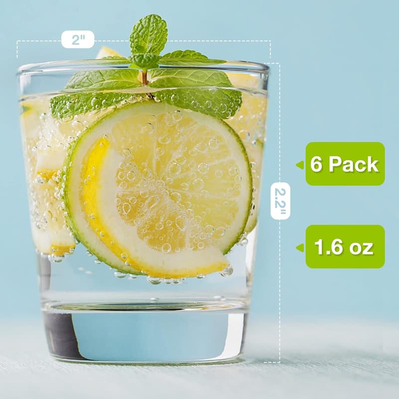 Set of 6 Heavy Base Clear Shot Glasses, 1.6 oz