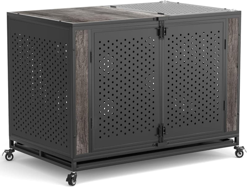 Extra Large Indestructible Metal Dog Crate - Gray