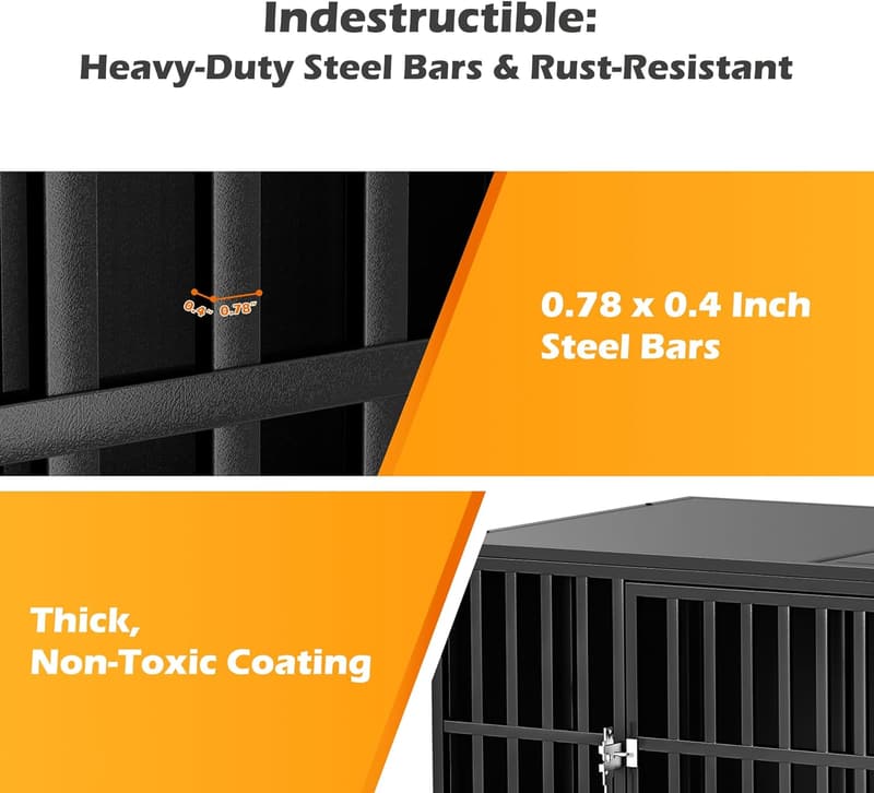 Heavy-Duty 48-Inch Indestructible Dog Crate for High Anxiety Pets
