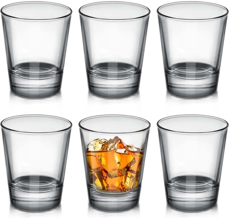Set of 6 Clear 1.5 oz Shot Glasses for Home & Bars