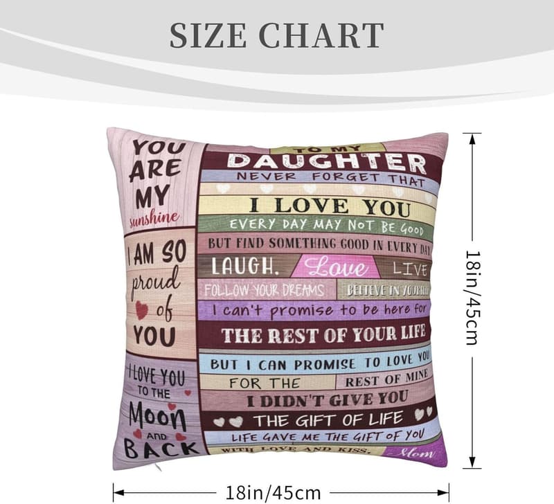 Birthday & Graduation Throw Pillow Cover for Daughters
