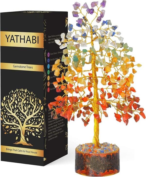 Chakra Tree Natural Healing Crystal Bonsai - 10 Inch Home Decor