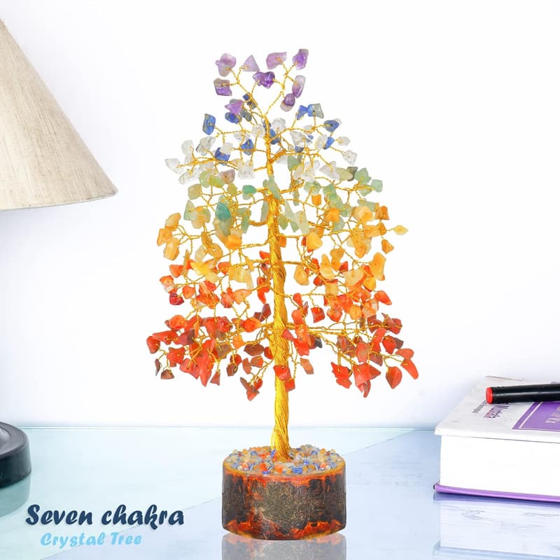 Chakra Tree Natural Healing Crystal Bonsai - 10 Inch Home Decor