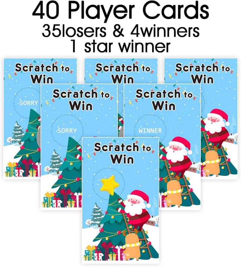Christmas Scratch Off Cards (40 Pack) - Festive Party Game