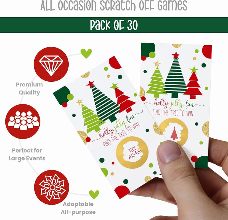 Christmas Scratch Off Cards for Adults and Families, 30 Pack