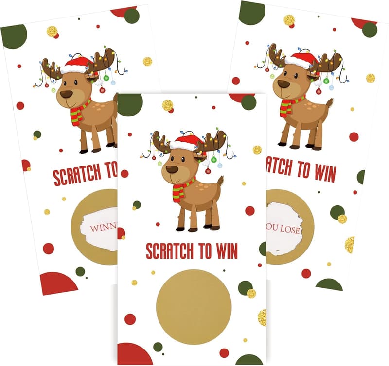 Christmas Scratch-Off Cards - 50 Festive Vouchers for Parties
