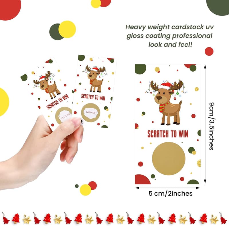 Christmas Scratch-Off Cards - 50 Festive Vouchers for Parties