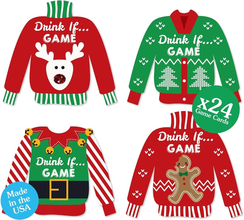 Ugly Sweater Party Game for Adults - 24 Count Christmas Cards