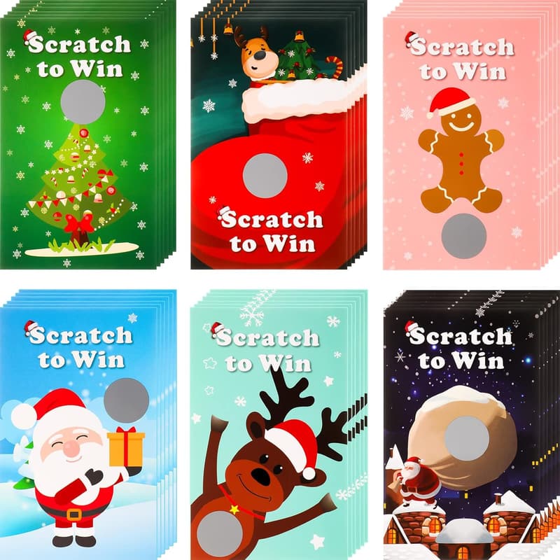 Christmas Scratch-Off Cards Set - 36 Raffle Tickets for Adults