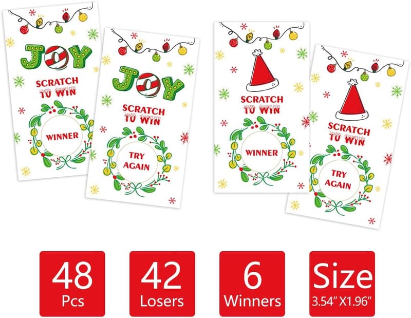 Christmas Scratch-Off Party Game Cards - 48 Pack