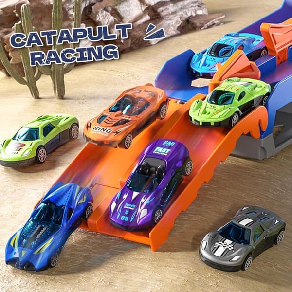 Dinosaur Transport Truck Playset with 12 Die-Cast Cars for Toddlers