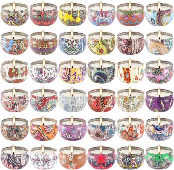 Scented Soy Wax Candles Set for Mom – 36 Travel Tins