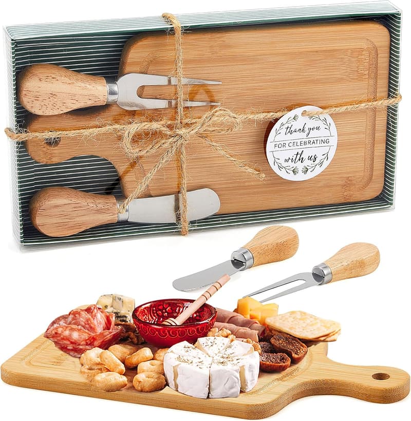 Bridal Baby Shower Cheese Board Gift Set with Knives and Tags