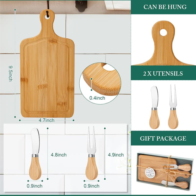 Bridal Baby Shower Cheese Board Gift Set with Knives and Tags