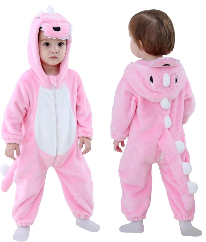 Kids' Tiger Dinosaur Hooded Costume Jumpsuit