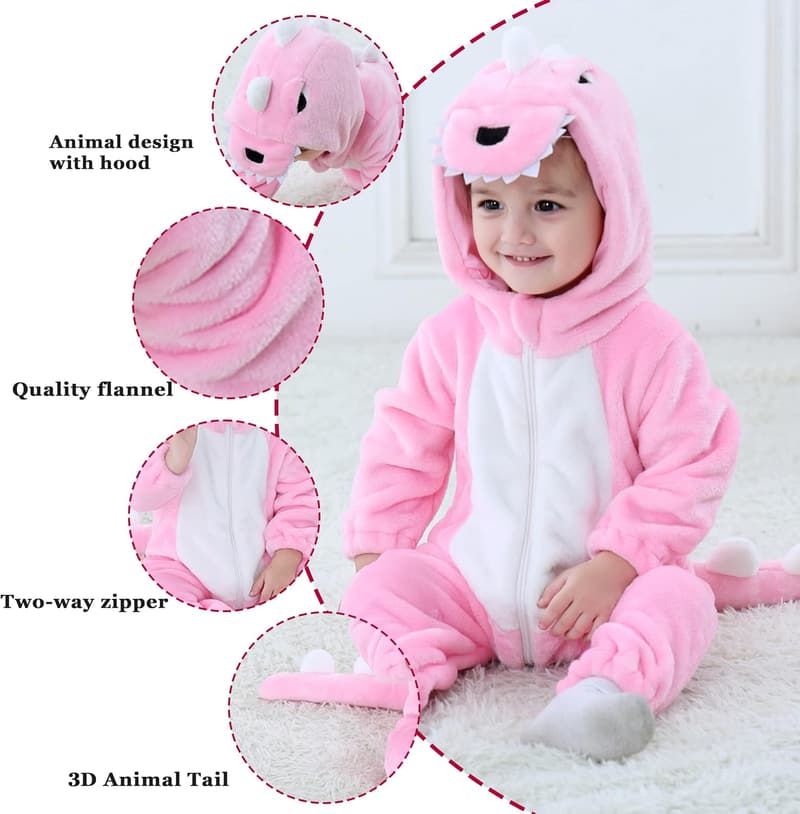 Kids' Tiger Dinosaur Hooded Costume Jumpsuit