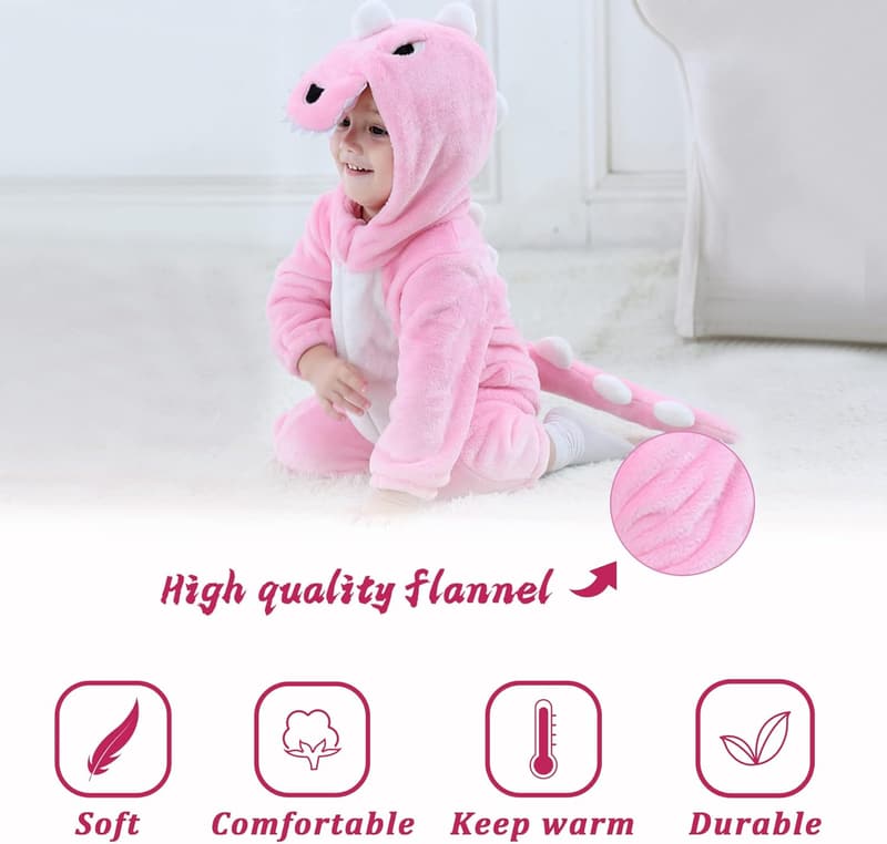 Kids' Tiger Dinosaur Hooded Costume Jumpsuit